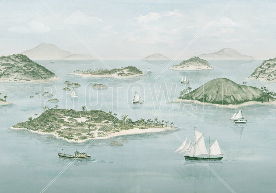 PHOTOWALL / Sailing Boats Seaside - Light Blue (e95171)