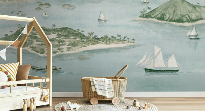 PHOTOWALL / Sailing Boats Seaside - Light Blue (e95171)