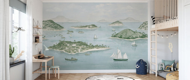 PHOTOWALL / Sailing Boats Seaside - Light Blue (e95171)