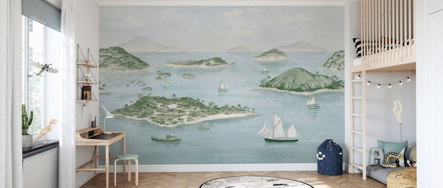 PHOTOWALL / Sailing Boats Seaside - Light Blue (e95171)