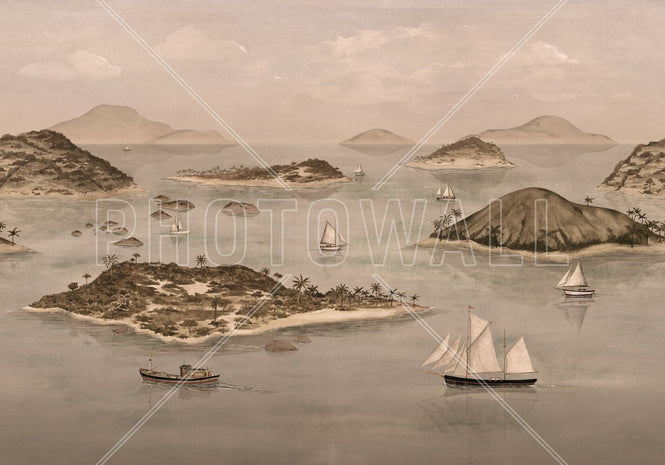 PHOTOWALL / Sailing Boats Seaside - Brown (e95177)