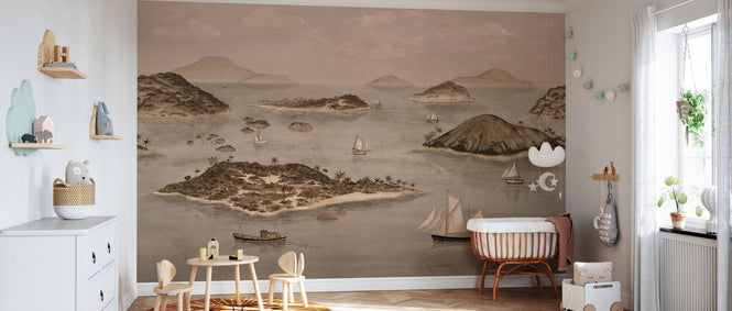 PHOTOWALL / Sailing Boats Seaside - Brown (e95177)