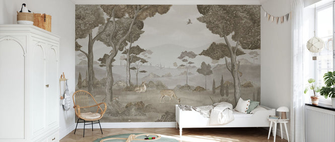 PHOTOWALL / Animals in Serene Forest - Grey (e95178)