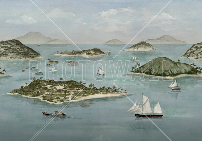 PHOTOWALL / Sailing Boats Seaside - Blue (e95180)