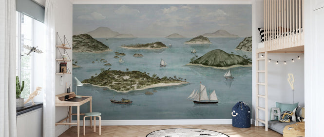 PHOTOWALL / Sailing Boats Seaside - Blue (e95180)