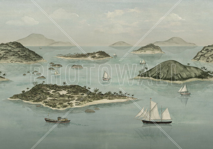 PHOTOWALL / Sailing Boats Seaside - Green (e95181)
