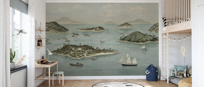PHOTOWALL / Sailing Boats Seaside - Green (e95181)
