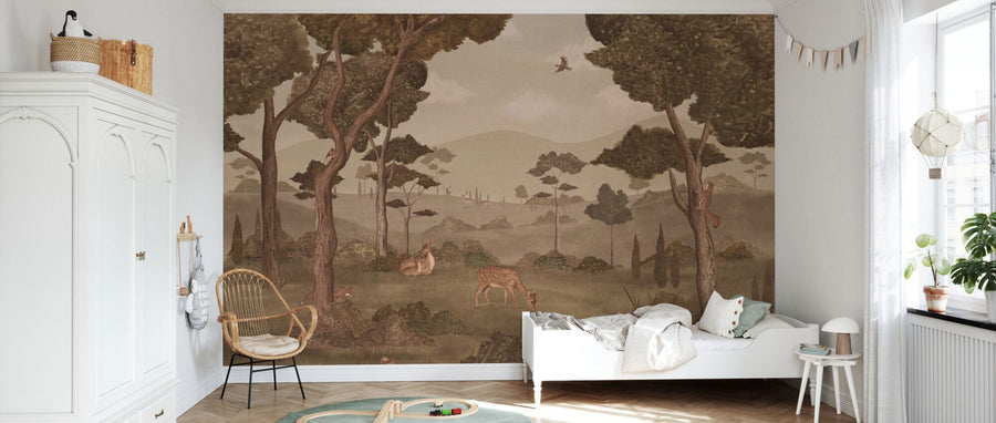 PHOTOWALL / Animals in Serene Forest - Brown (e95183)