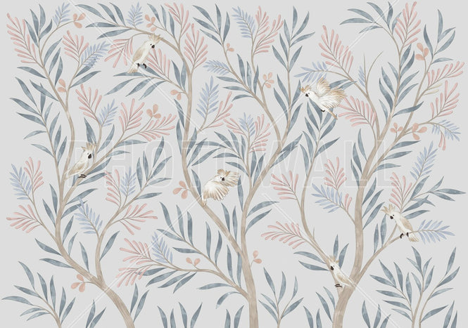PHOTOWALL / Parrots in Trees - Grey (e95198)