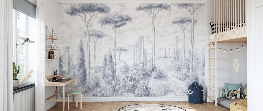 PHOTOWALL / Graphic Pillars and Trees - Blue (e95199)