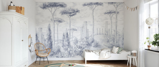 PHOTOWALL / Graphic Pillars and Trees - Blue (e95199)