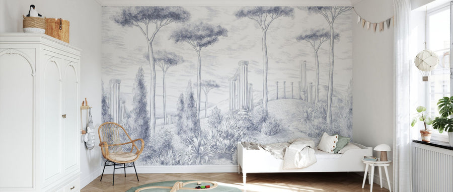 PHOTOWALL / Graphic Pillars and Trees - Blue (e95199)