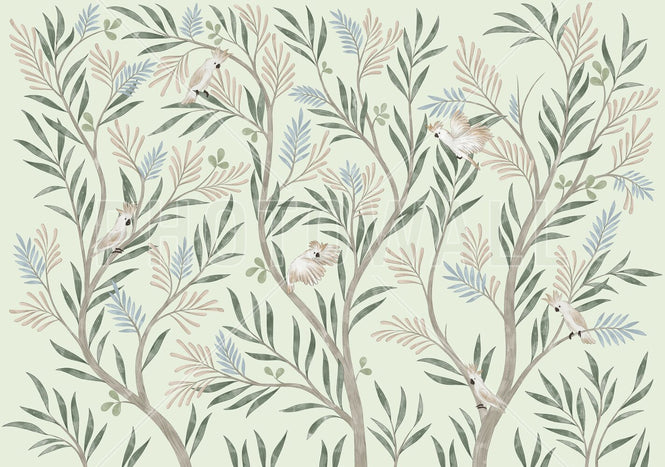 PHOTOWALL / Parrots in Trees - Beige (e95200)