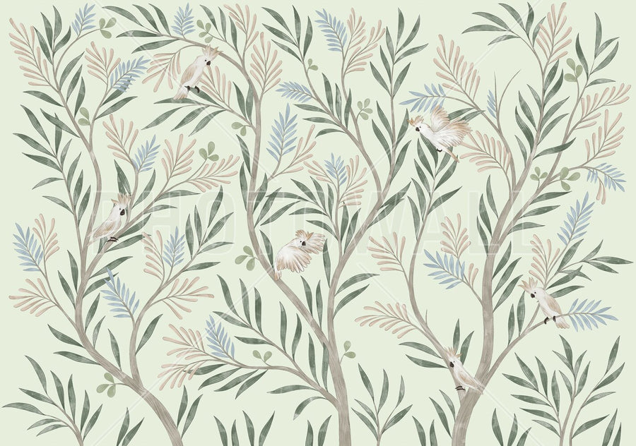 PHOTOWALL / Parrots in Trees - Beige (e95200)