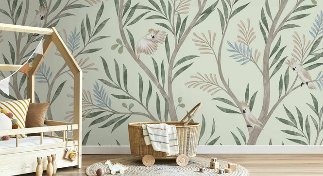 PHOTOWALL / Parrots in Trees - Beige (e95200)
