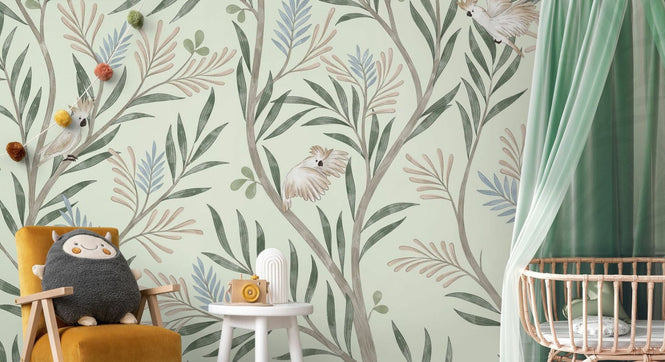 PHOTOWALL / Parrots in Trees - Beige (e95200)