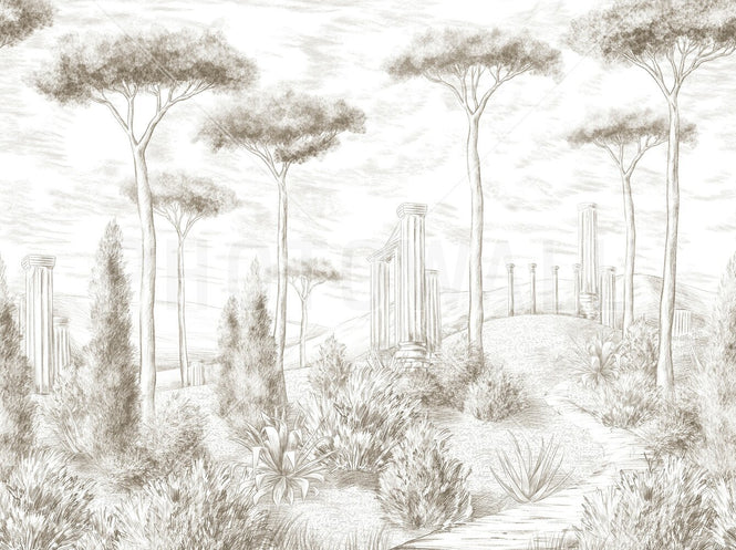 PHOTOWALL / Graphic Pillars and Trees - Beige (e95201)