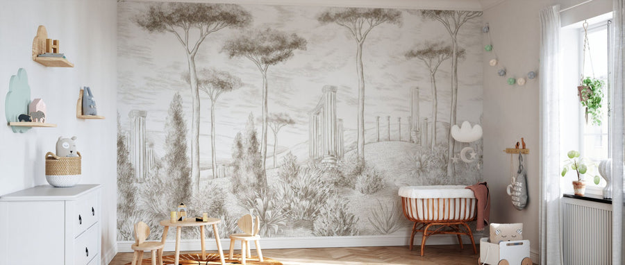 PHOTOWALL / Graphic Pillars and Trees - Beige (e95201)