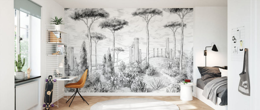 PHOTOWALL / Graphic Pillars and Trees - BW (e95202)