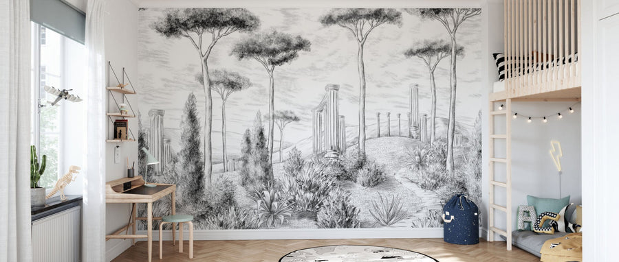 PHOTOWALL / Graphic Pillars and Trees - BW (e95202)