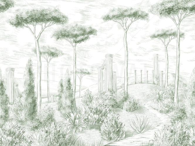 PHOTOWALL / Graphic Pillars and Trees - Green (e95205)