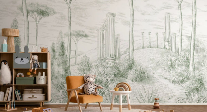 PHOTOWALL / Graphic Pillars and Trees - Green (e95205)