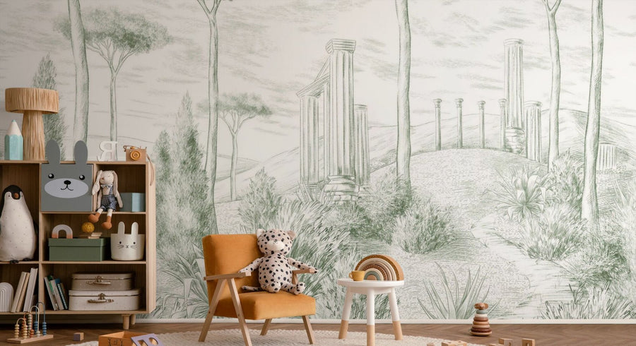 PHOTOWALL / Graphic Pillars and Trees - Green (e95205)
