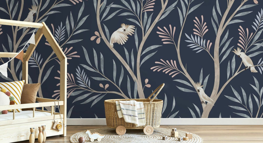 PHOTOWALL / Parrots in Trees - Light Blue (e95206)