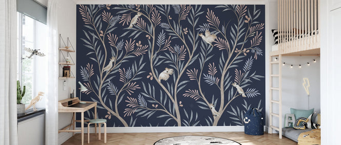 PHOTOWALL / Parrots in Trees - Light Blue (e95206)
