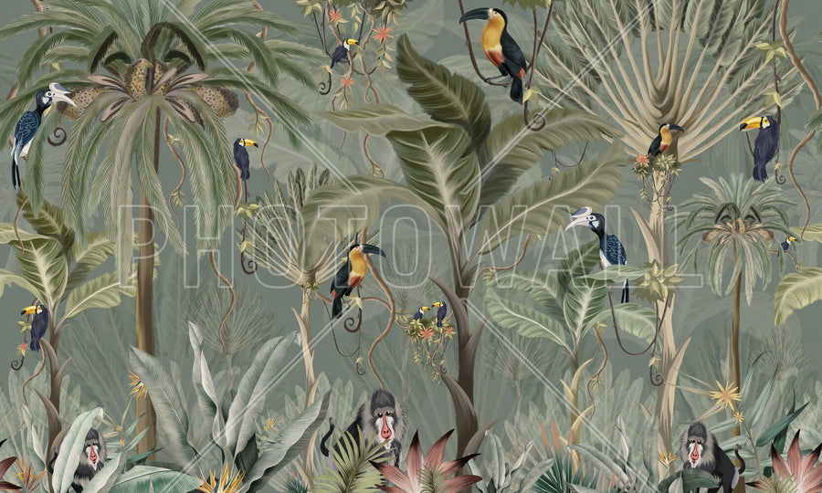 PHOTOWALL / Exotic Jungle - Dark Green (e95208)