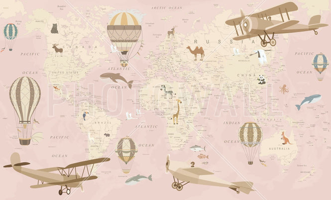PHOTOWALL / Explorer Map - Pink (e95209)