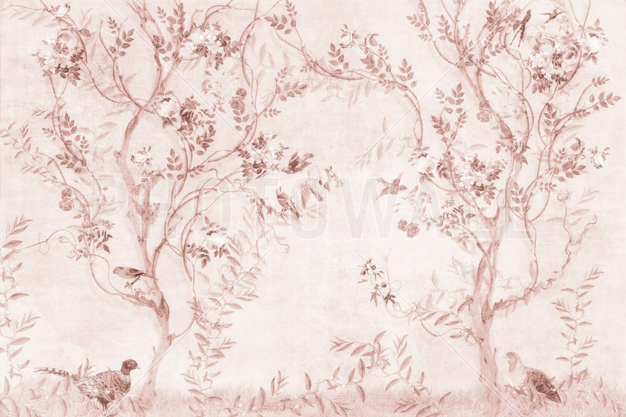 PHOTOWALL / Pretty Birds in Branches - Pink (e95220)