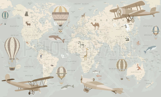 PHOTOWALL / Explorer Map - Blue (e95233)