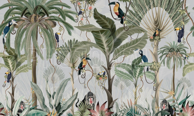 PHOTOWALL / Exotic Jungle - Blue (e95234)