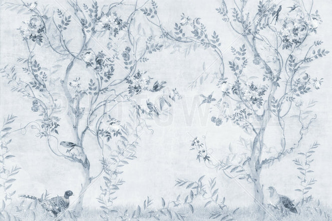 PHOTOWALL / Pretty Birds in Branches - Blue (e95235)