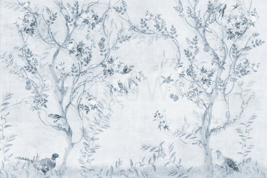 PHOTOWALL / Pretty Birds in Branches - Blue (e95235)