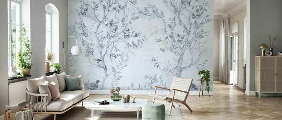 PHOTOWALL / Pretty Birds in Branches - Blue (e95235)