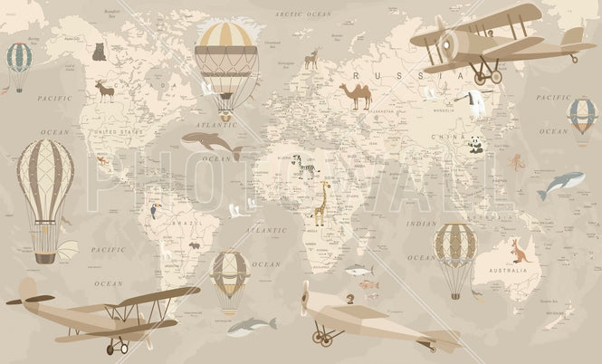 PHOTOWALL / Explorer Map - Beige (e95237)