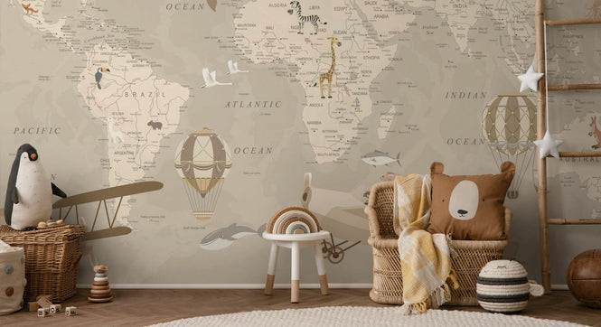 PHOTOWALL / Explorer Map - Beige (e95237)