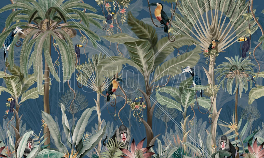 PHOTOWALL / Exotic Jungle - Dark Blue (e95238)