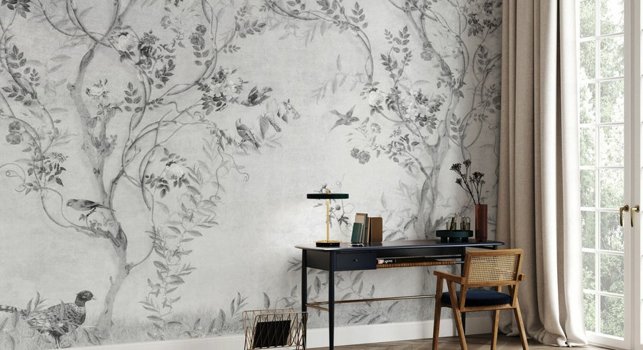 PHOTOWALL / Pretty Birds in Branches - BW (e95239)