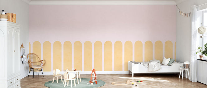 PHOTOWALL / Spaced Scallops - Yellow Pink (e95271)