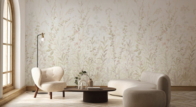 PHOTOWALL / Field of Flower Blossoms - Beige (e95323)