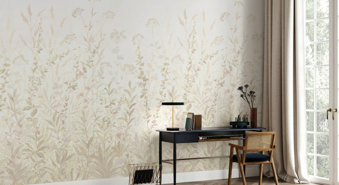 PHOTOWALL / Field of Flower Blossoms - Beige (e95323)