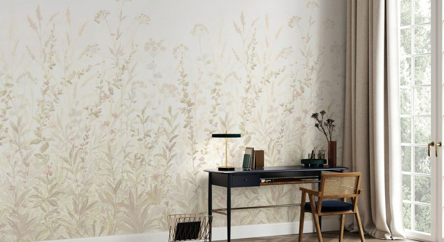 PHOTOWALL / Field of Flower Blossoms - Beige (e95323)