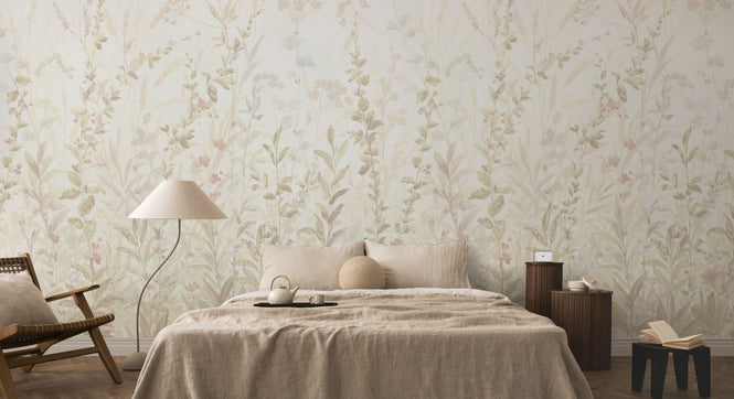 PHOTOWALL / Field of Flower Blossoms - Beige (e95323)