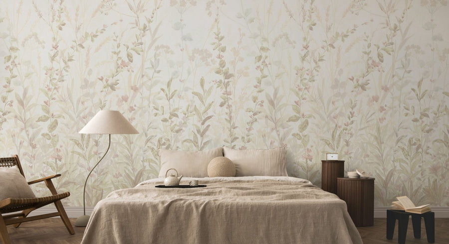 PHOTOWALL / Field of Flower Blossoms - Beige (e95323)