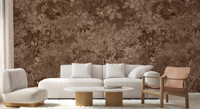 PHOTOWALL / Aesthetic Mural Leaves - Brown (e95363)