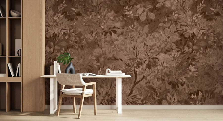 PHOTOWALL / Aesthetic Mural Leaves - Brown (e95363)