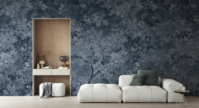 PHOTOWALL / Aesthetic Mural Leaves - Blue (e95364)